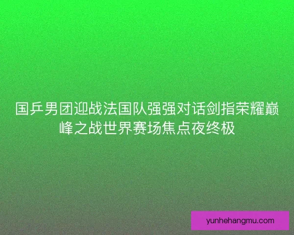 国乒男团迎战法国队强强对话剑指荣耀巅峰之战世界赛场焦点夜终极